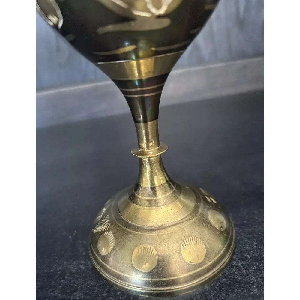 Vtg Brass Vase India 11